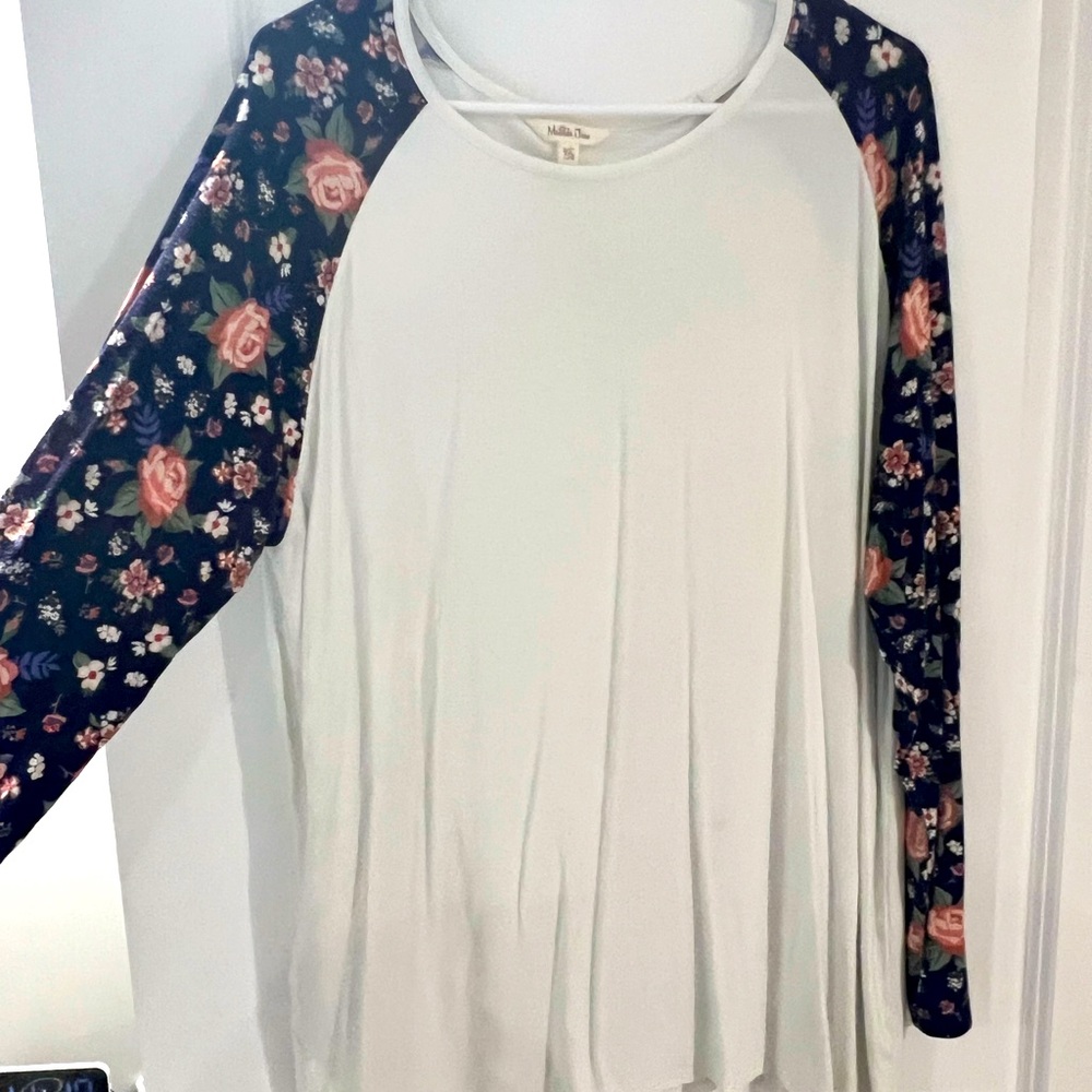 Matilda Jane raglan shirt with floral sleeves